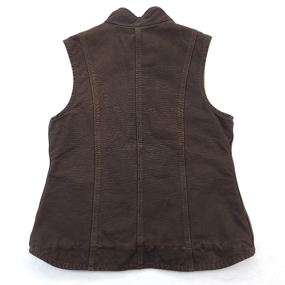 Carhartt Womens Brown Sherpa Lined Canvas Duck Vest WV001 DKB Workwear Size L - Picture 4 of 5